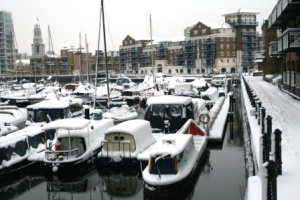 Limehouse Marina in the snow